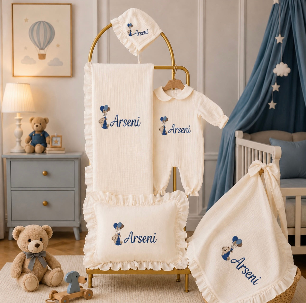 Ballon Musselin Neugeborenen Set – 6-teilig