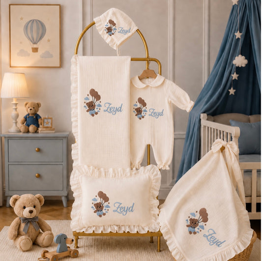 Teddy Musselin Neugeborenen-Set (6-teilig)